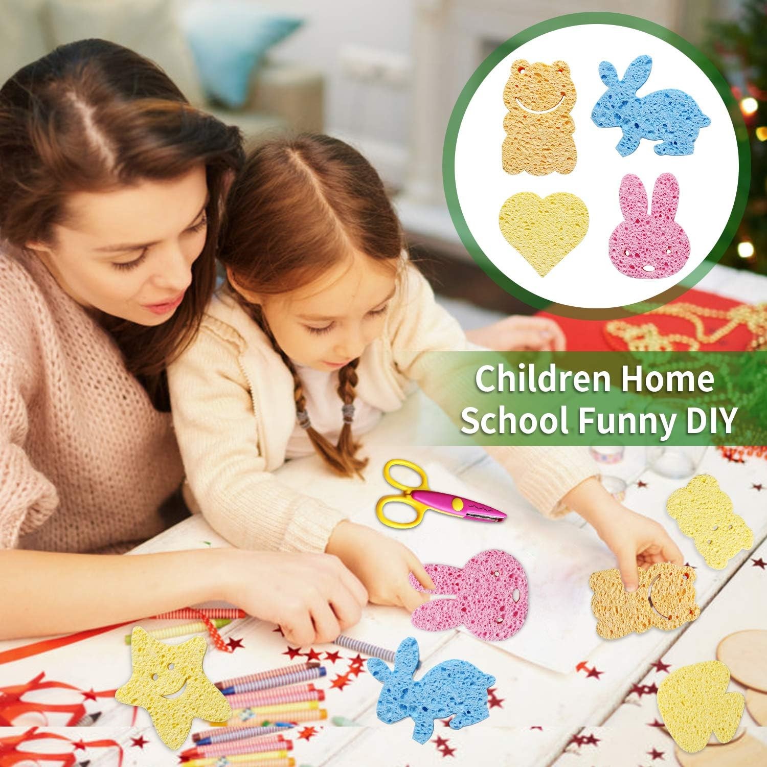 Cleaning Scrub Colored Sponge,Non-Scratch Kitchen Cellulose Dishwashing