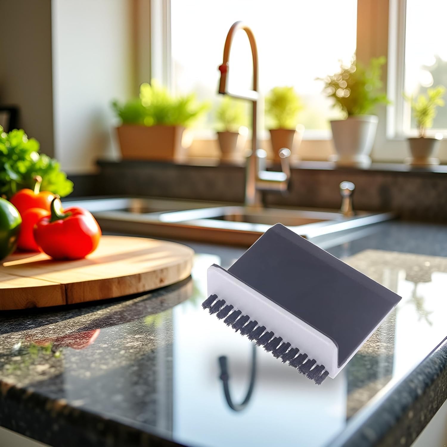 Black Kitchen Sink Squeegee Cleaner Countertop Brush Wiper Vegetable Cleaning…