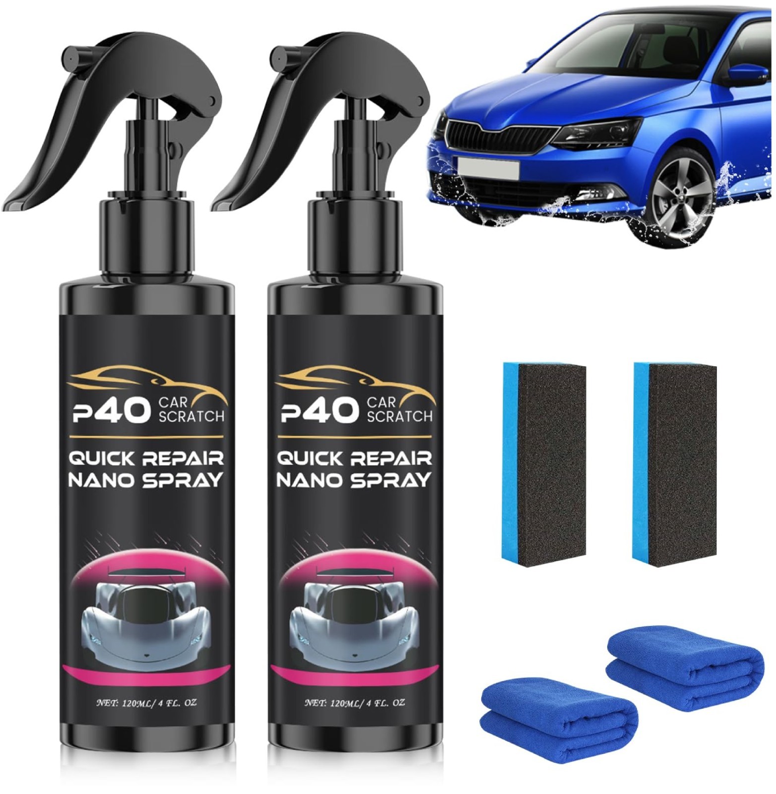 2Pcs Car Scratch Quick Repair Nano Spray – Instant Invisible Scratch Remover, Q