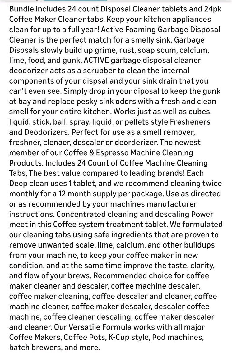 Active Disposal & Coffee Maker Cleaner