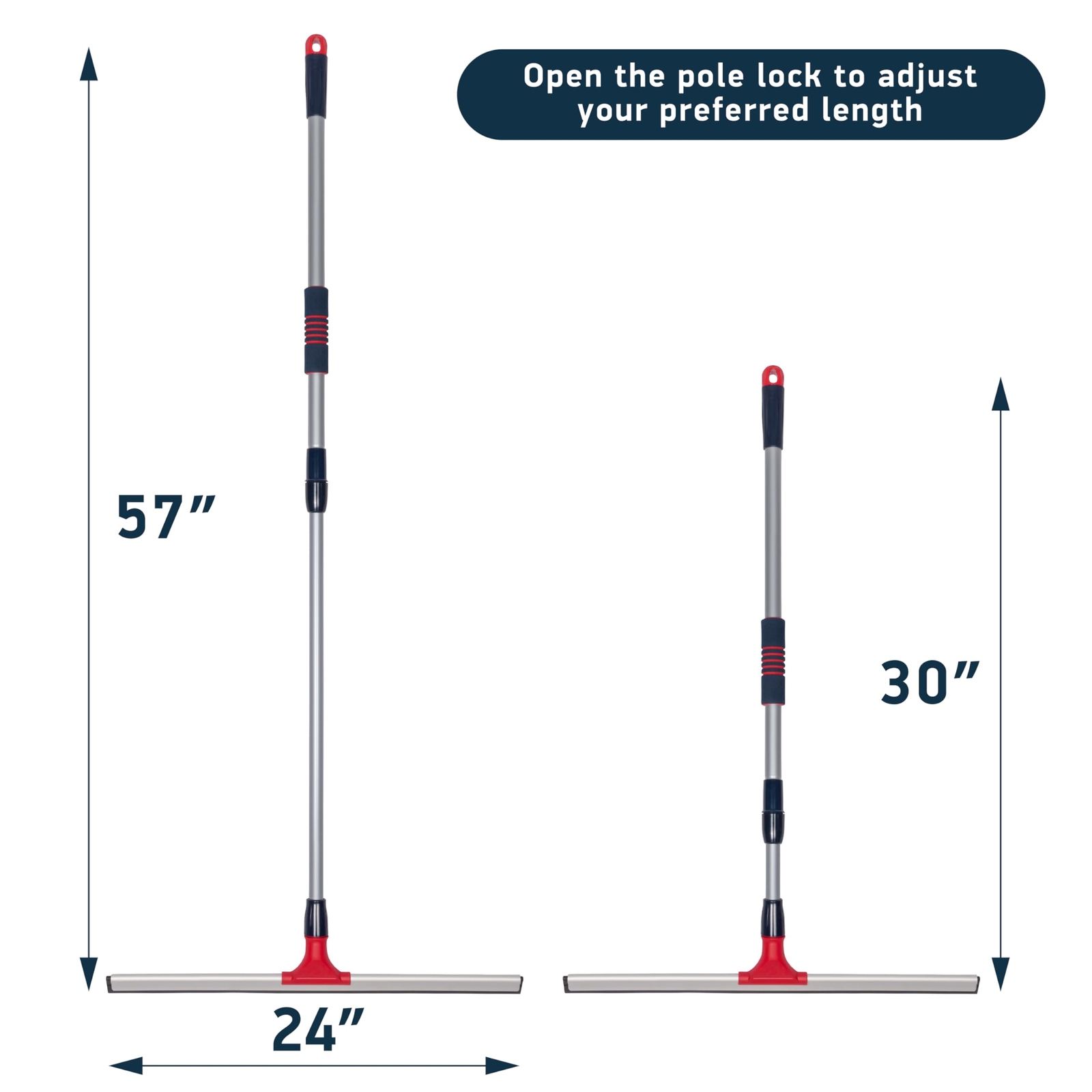 24″ Heavy Duty Floor Squeegee with Telescopic Handle Indoor & Outdoor Use