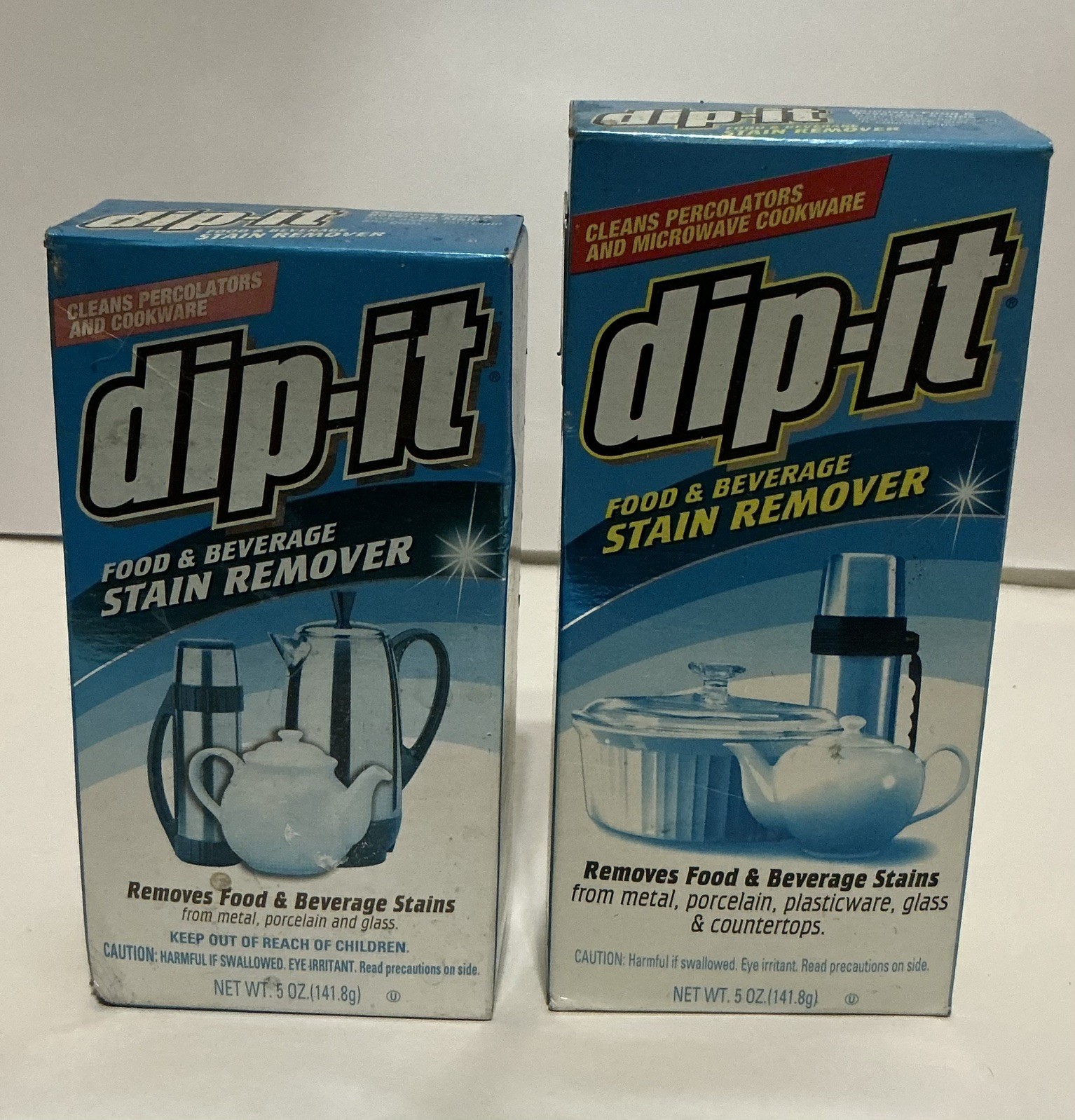 Dip-It Food & Beverage Stain Remover 2-5 oz Boxes Hard Powder Vintage