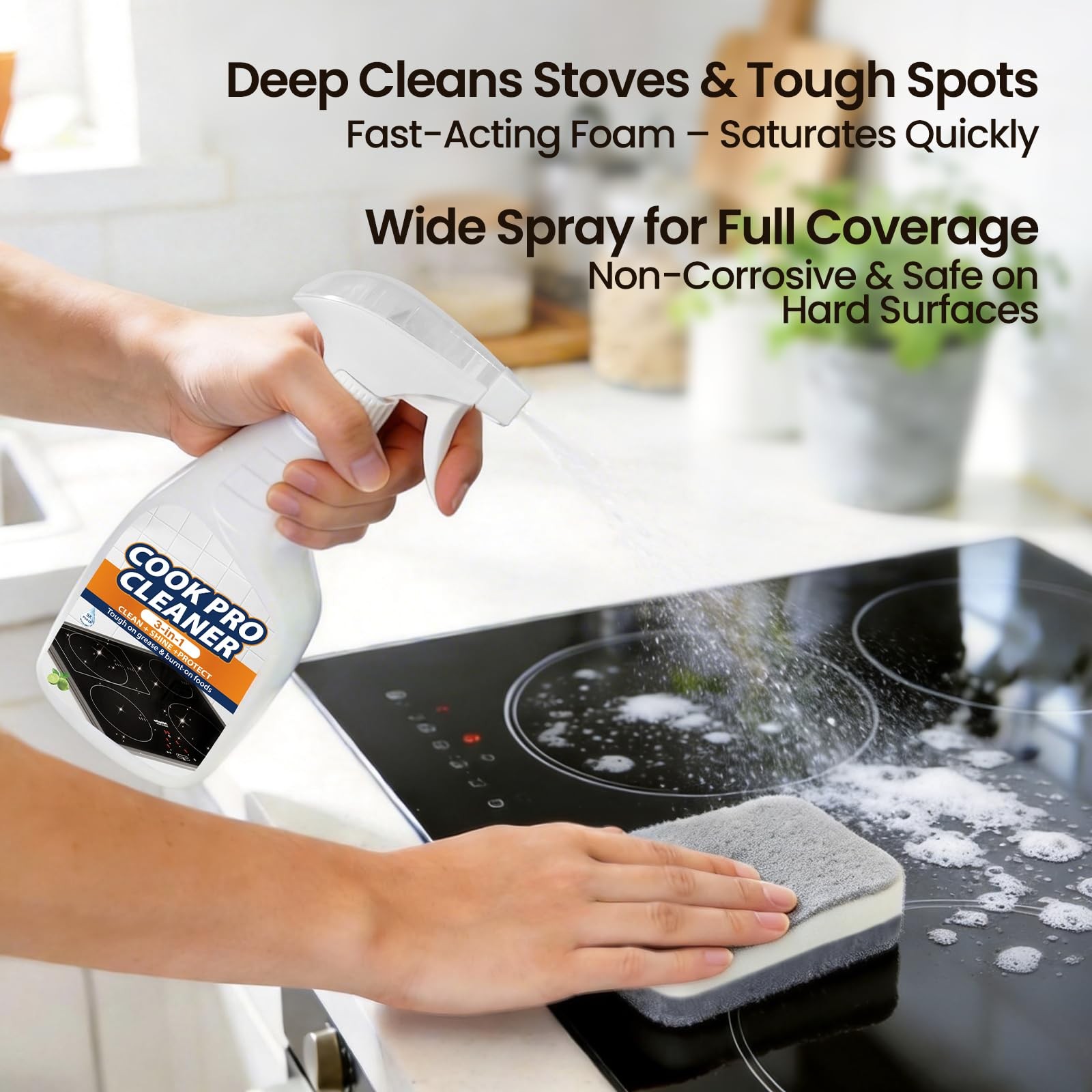 3-in-1 Stove Top and Oven Cleaner Kit – Glass Cooktop Cleaner for Ceramic Ele…