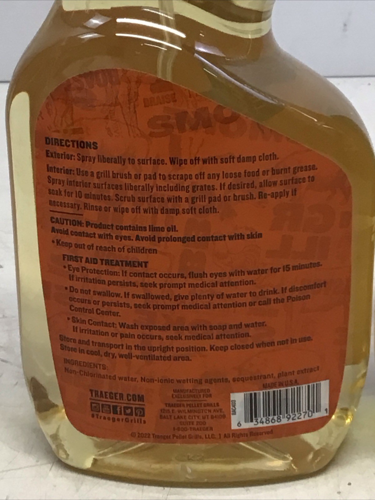Traeger Grill Cleaner for Household And Grill Safe For Food Surface 946mL Ea 2pk