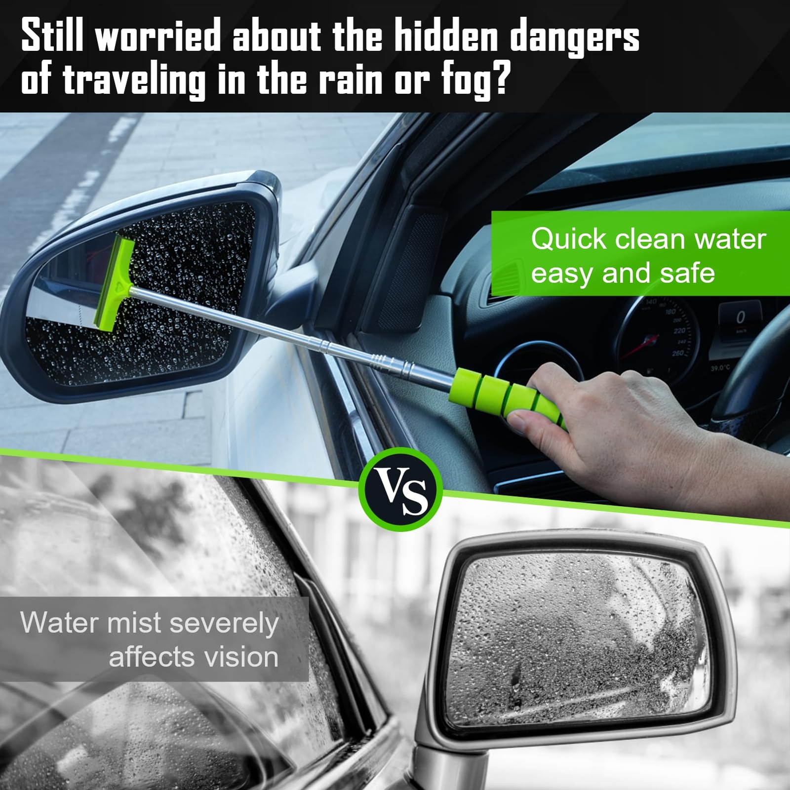 Side Mirror Squeegee 2 PCS Car Mirror Squeegee Retractable Car Rearview Mirror