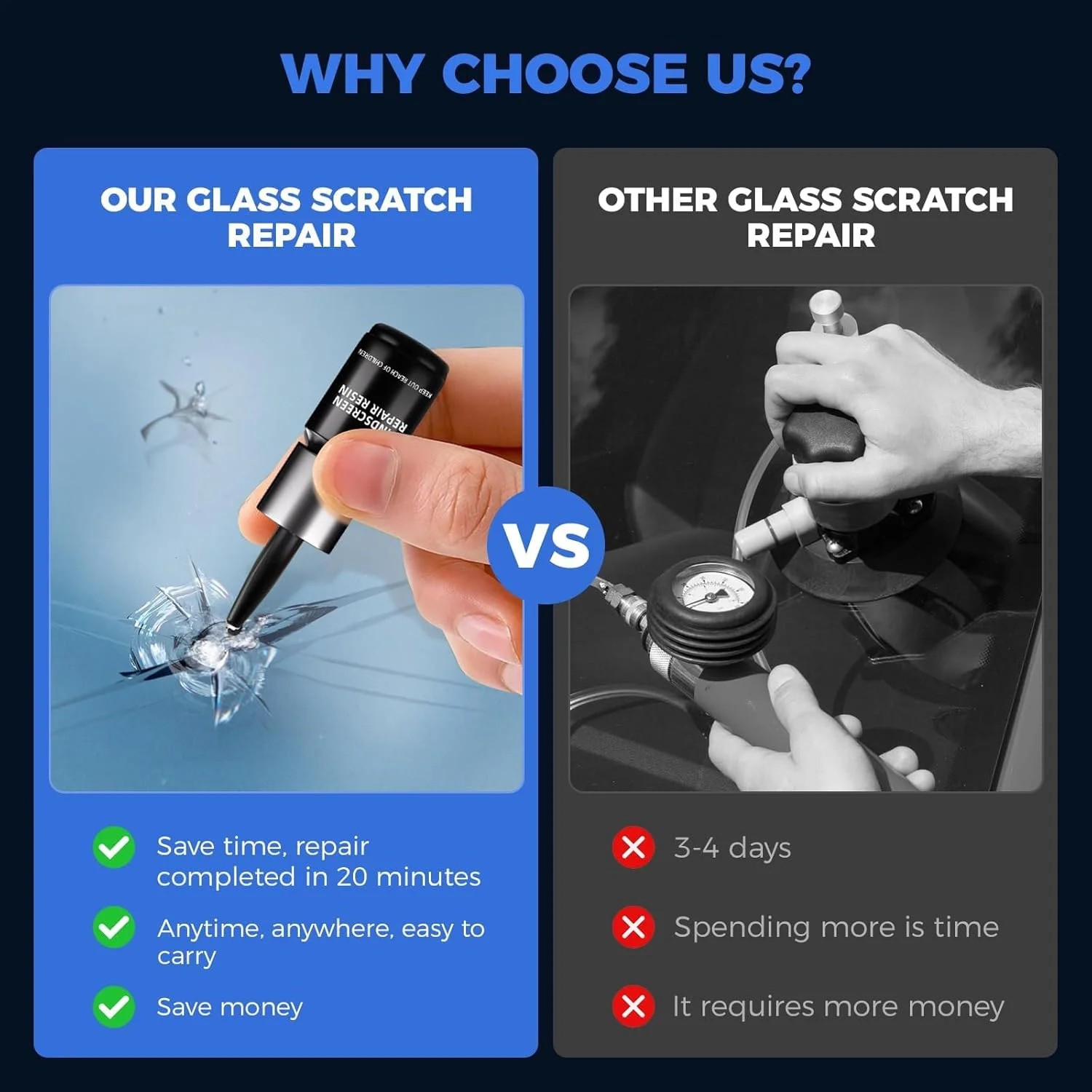 Windshield Crack Repair Kit Quick Quick for Chips and Cracks Glass Chip 2 Bottle