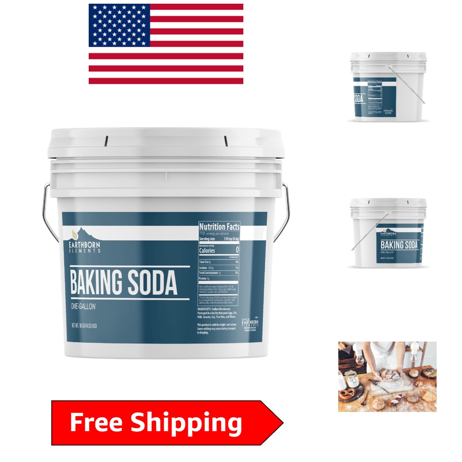 Versatile 1 Gallon Baking Soda – Cooking, Cleaning & Deodorizing Powder Tub