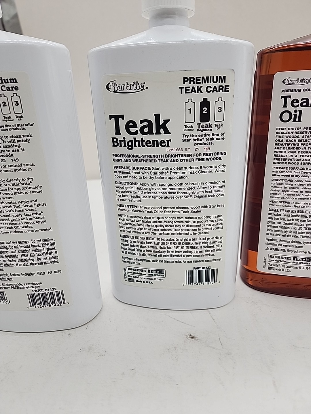 STAR BRITE Premium Teak Care Kit Marine Grade Cleaner Oil 32 Fl Oz Pack of 3