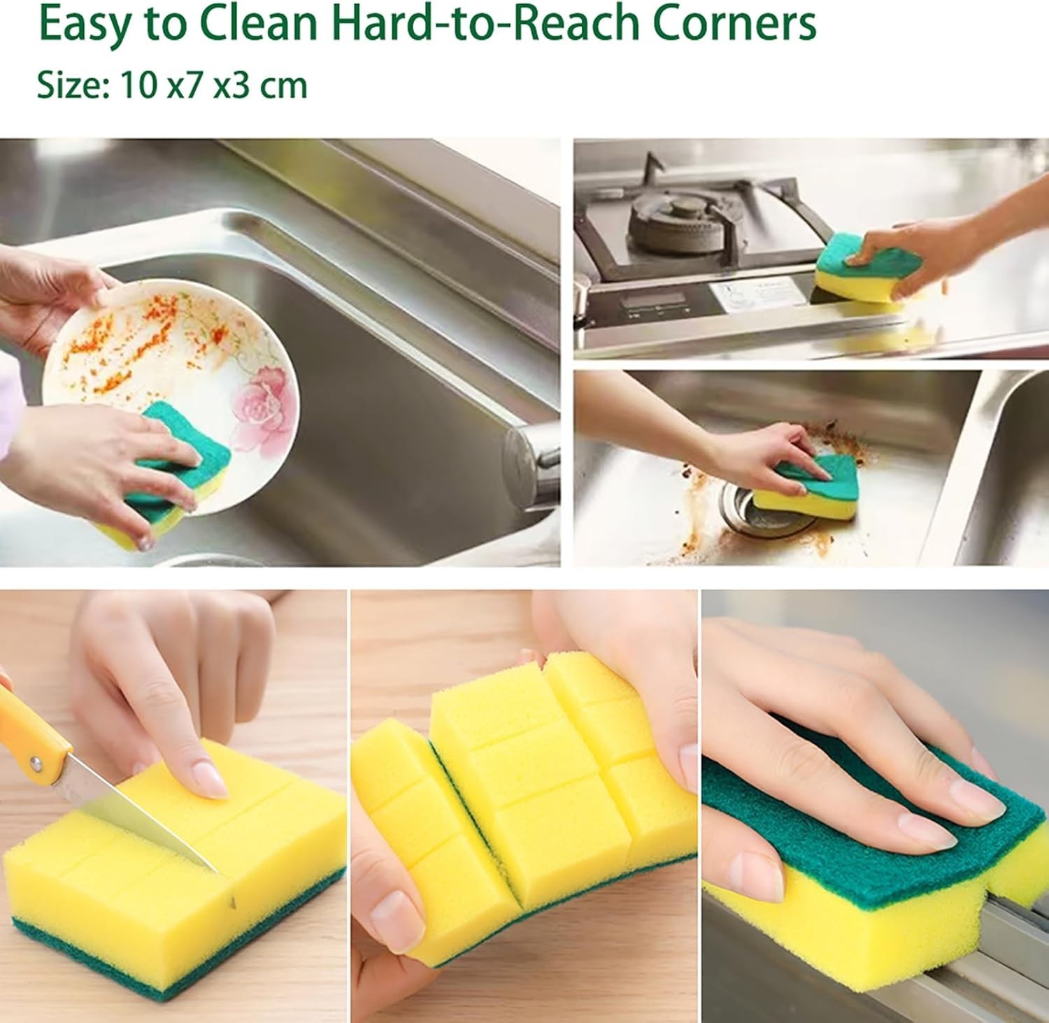 Multi-Purpose Non-Scratch Sponges – 32 Count for Stovetops, Dishes & Appliances