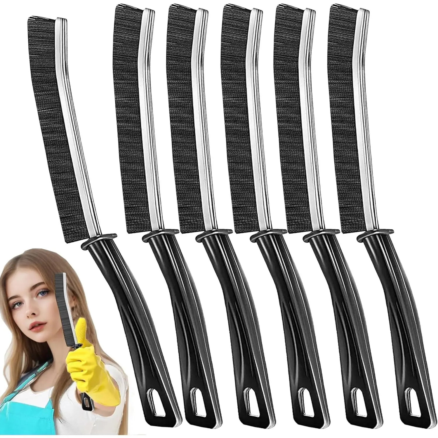 6 Pcs Hard-bristled Crevice Cleaning Brush, Multifunctional Thin Gap Scrub Brush