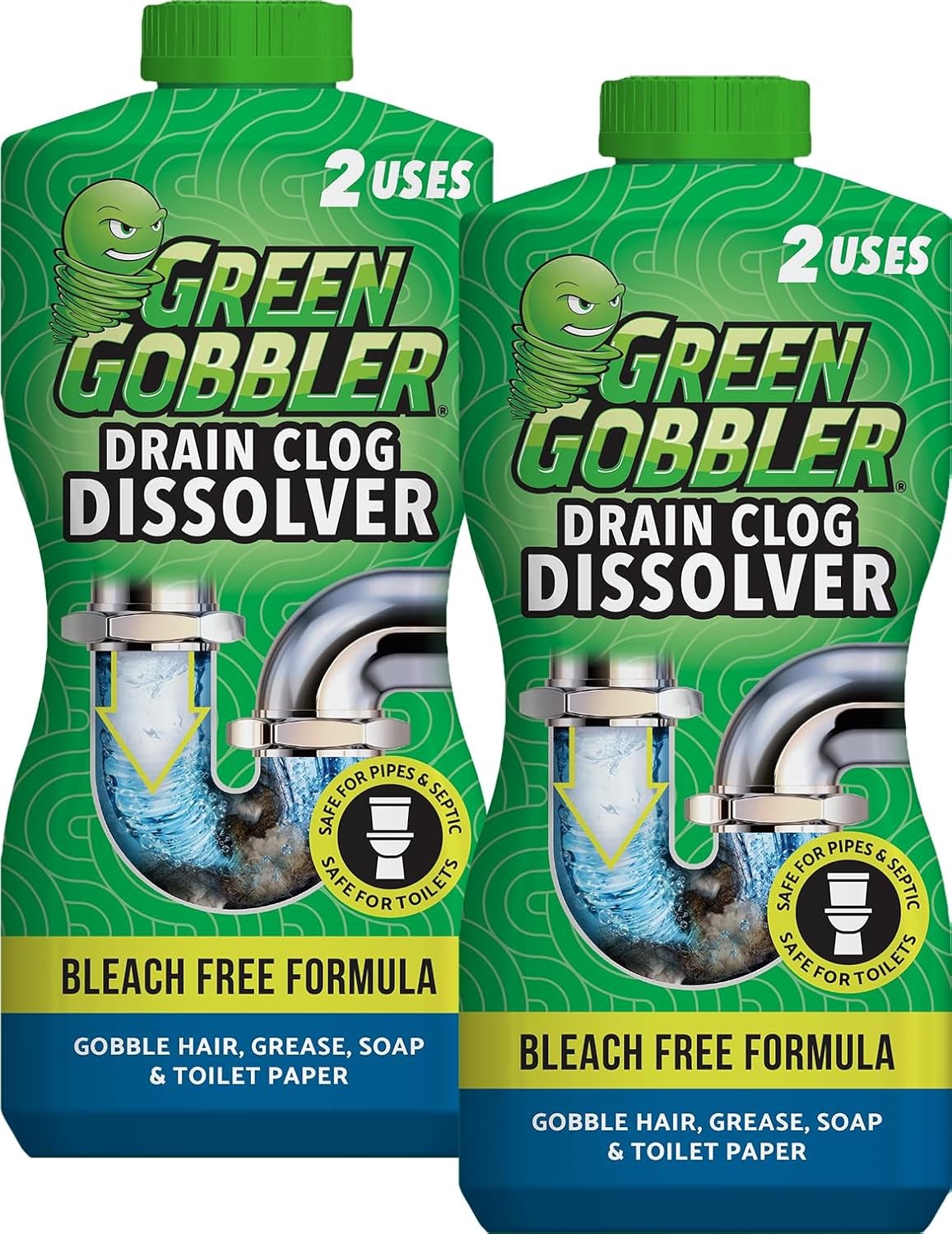 Green Gobbler Drain Clog Dissolver | Powerful Liquid Drain Opener & Toilet Clog