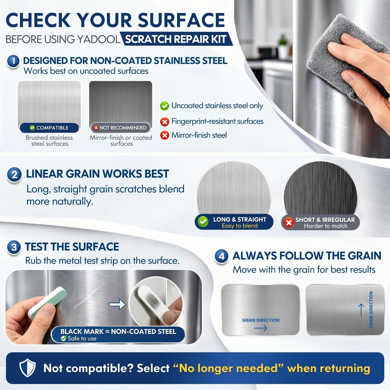 Stainless Steel Scratch Remover Kit Suitable for Sinks & Appliances Scratch