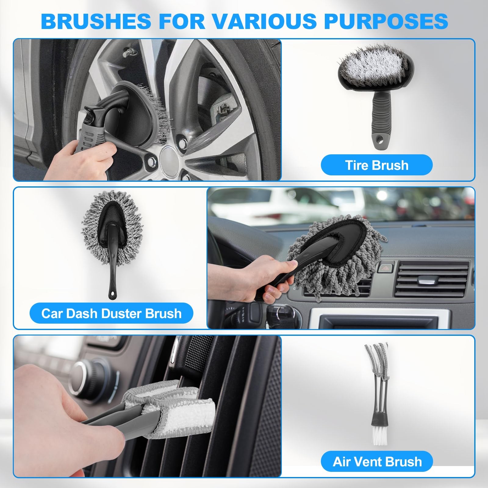 Car Detailing Kit, Car Detailing Brush Set, Car Cleaning Drill Brush Kit with…