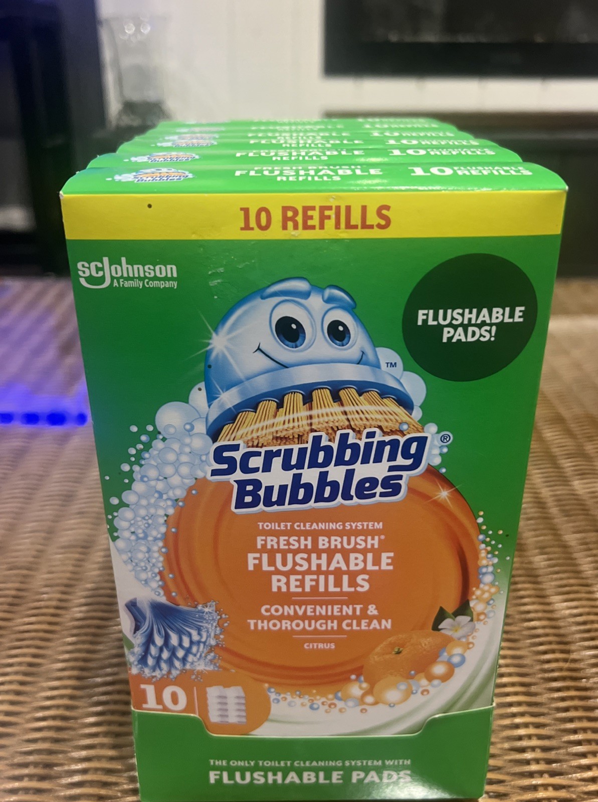 60~Pk~ Scrubbing Bubbles FRESH BRUSH Flushable Pads Toilet Cleaning Refill Heads