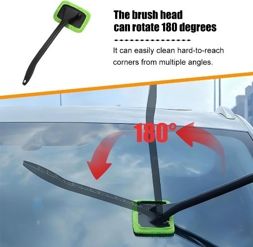 Car Windshield Cleaning Tool, Microfiber Vehicle Window Cleaner w Color: Green