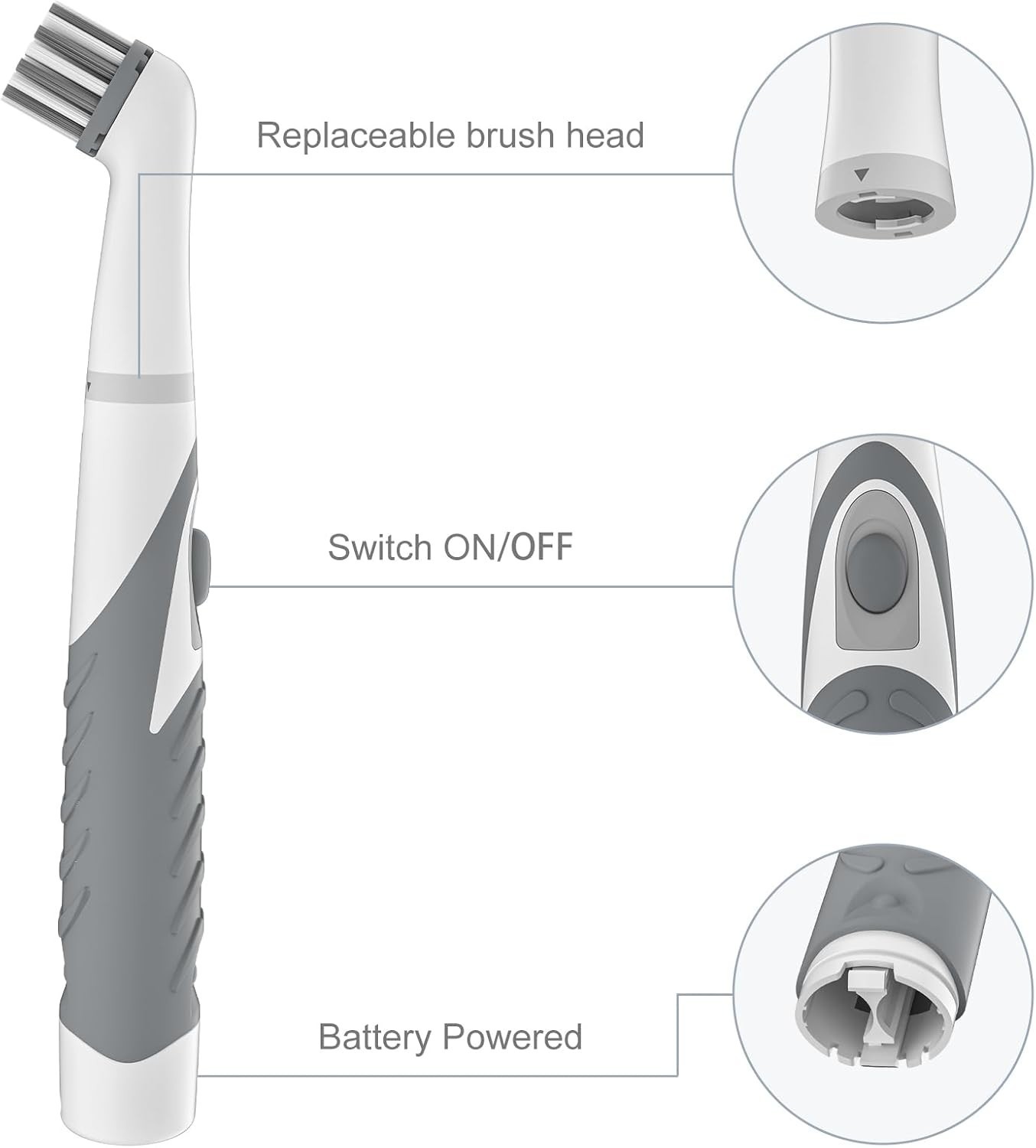 Efficient 4-in-1 Motorized Cleaning Brush for Bathroom and Kitchen Cleanings