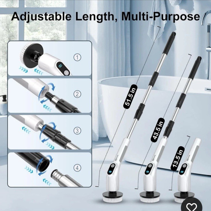 8 in 1 Electric Spin Scrubber with 8 Replaceable Brush Heads, Multi-Functional