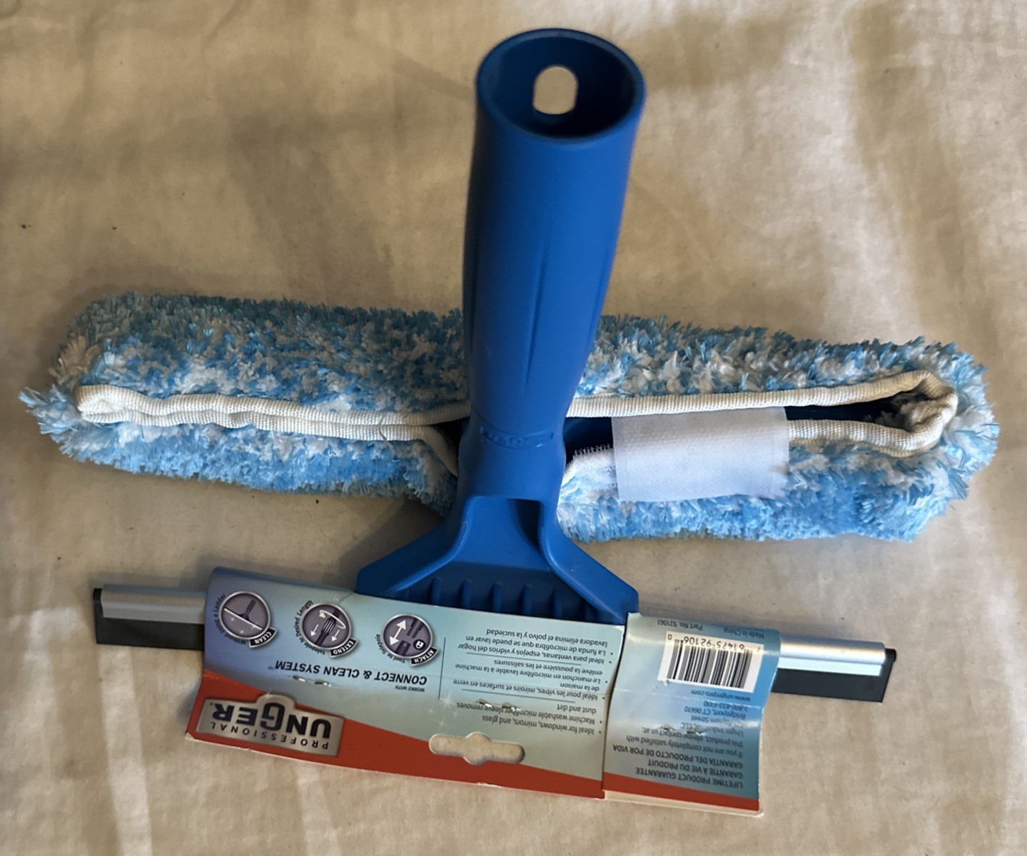 New Unger 921061 Professional Microfiber Window Squeegee and Scrubber 10” Wide
