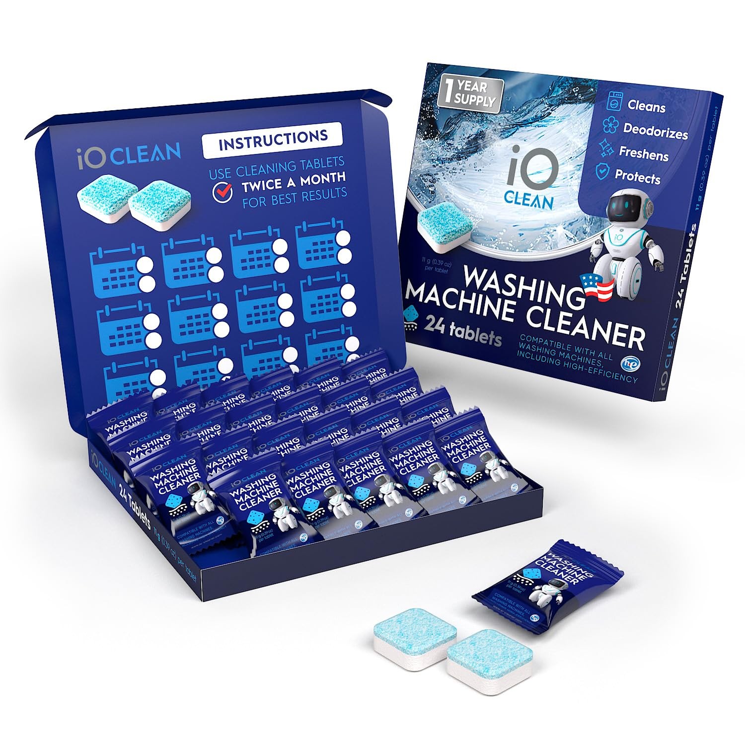 24 PCS Washing Machine Cleaner Descaler Tablet Deep Clean Washer 1 Year