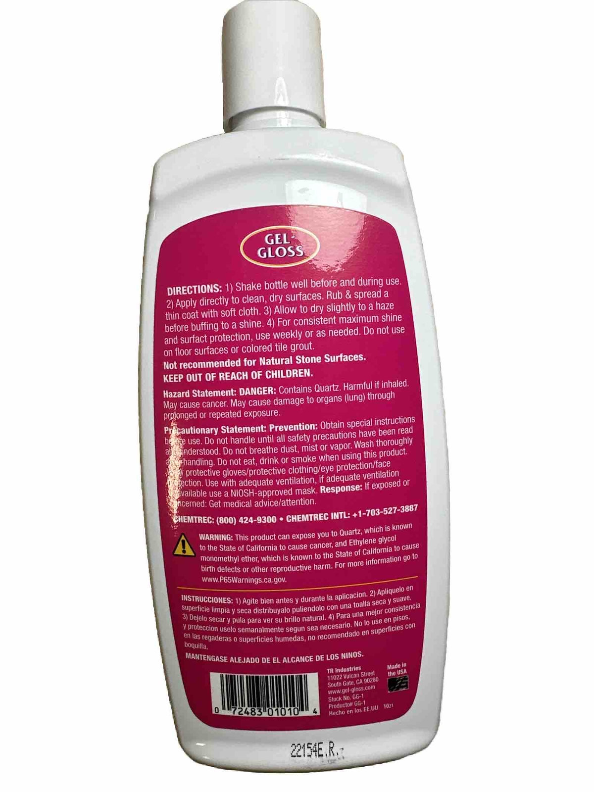 TR Industries GG-1 Gel-Gloss Kitchen and Bath Polish, 16 Fl. Oz