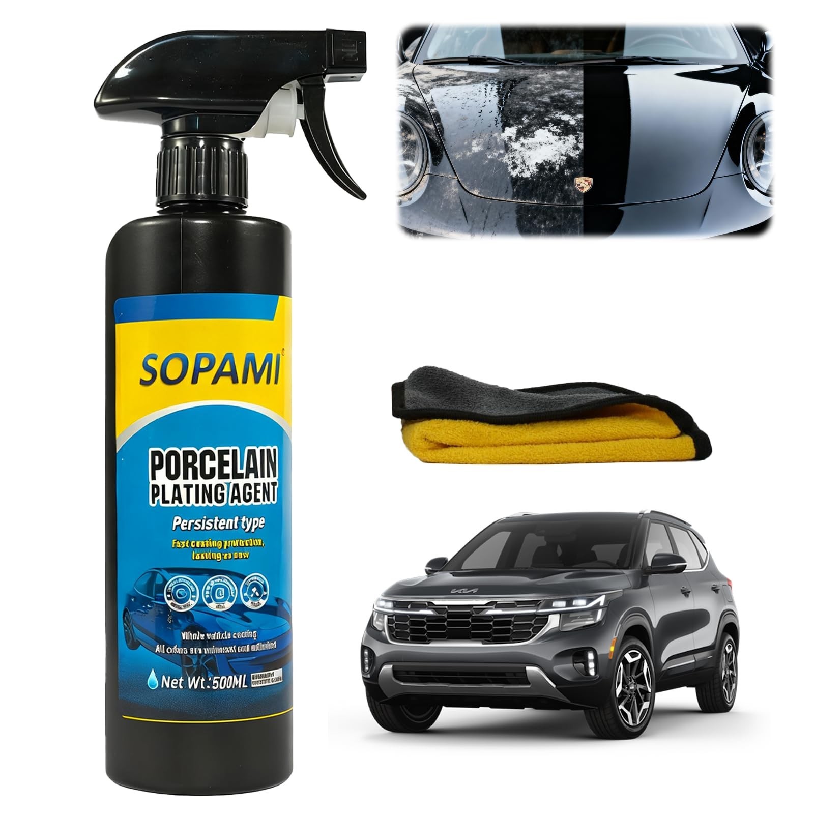 Sopami Car Coating Spray, 3-in-1 Ceramic Paint Sealant Car Wax, Maximum Gloss…
