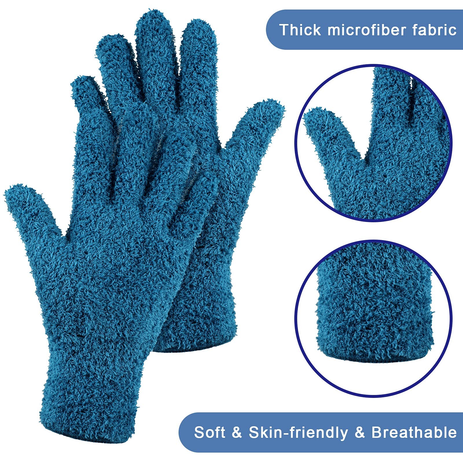 Patelai 3 Pairs Microfiber Plant Dusting Medium, Dark Blue, Gray, Khaki