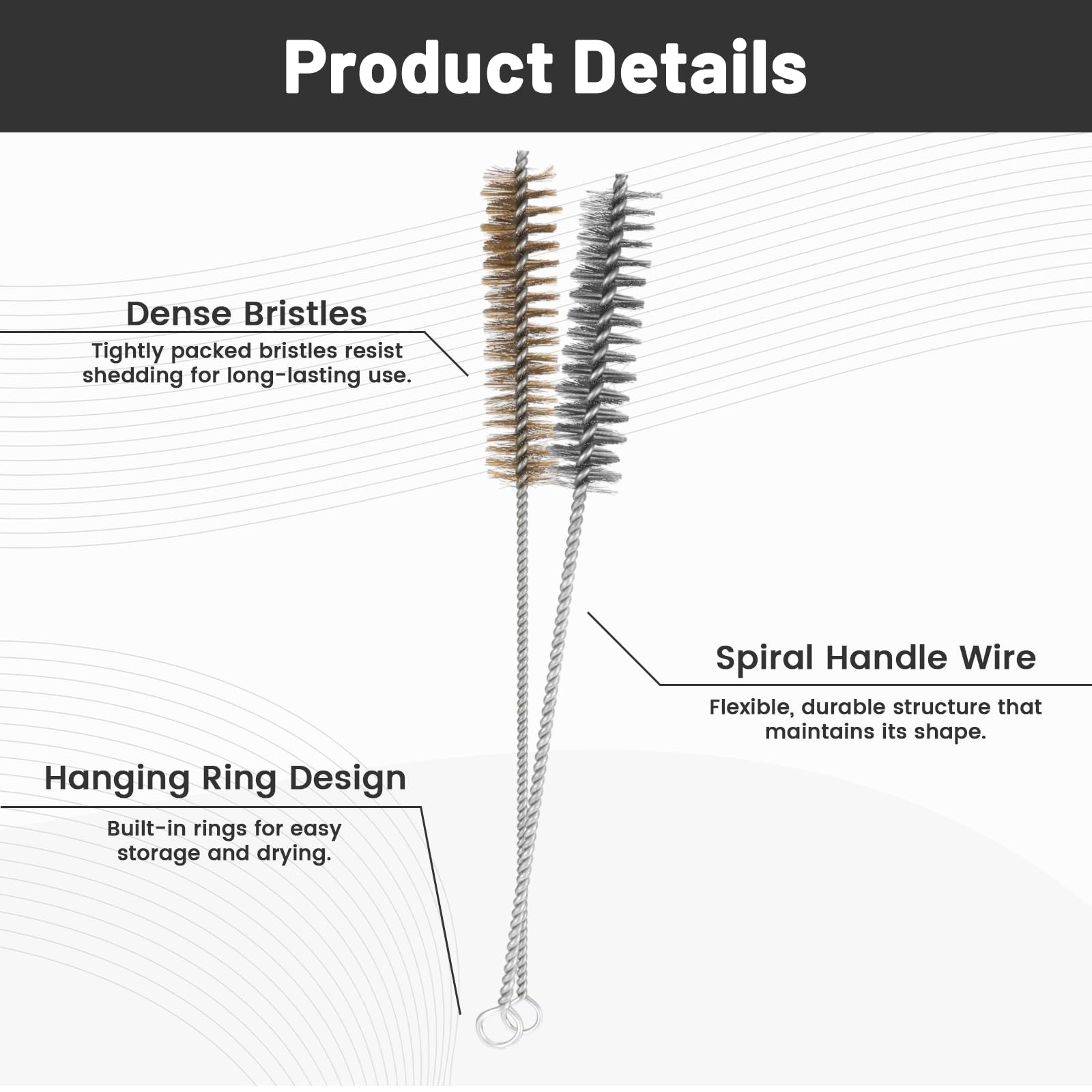 16Pcs Tube Cleaning Brush, 12″ Long Stainless Steel & Brass Wire Brush Pipe C…