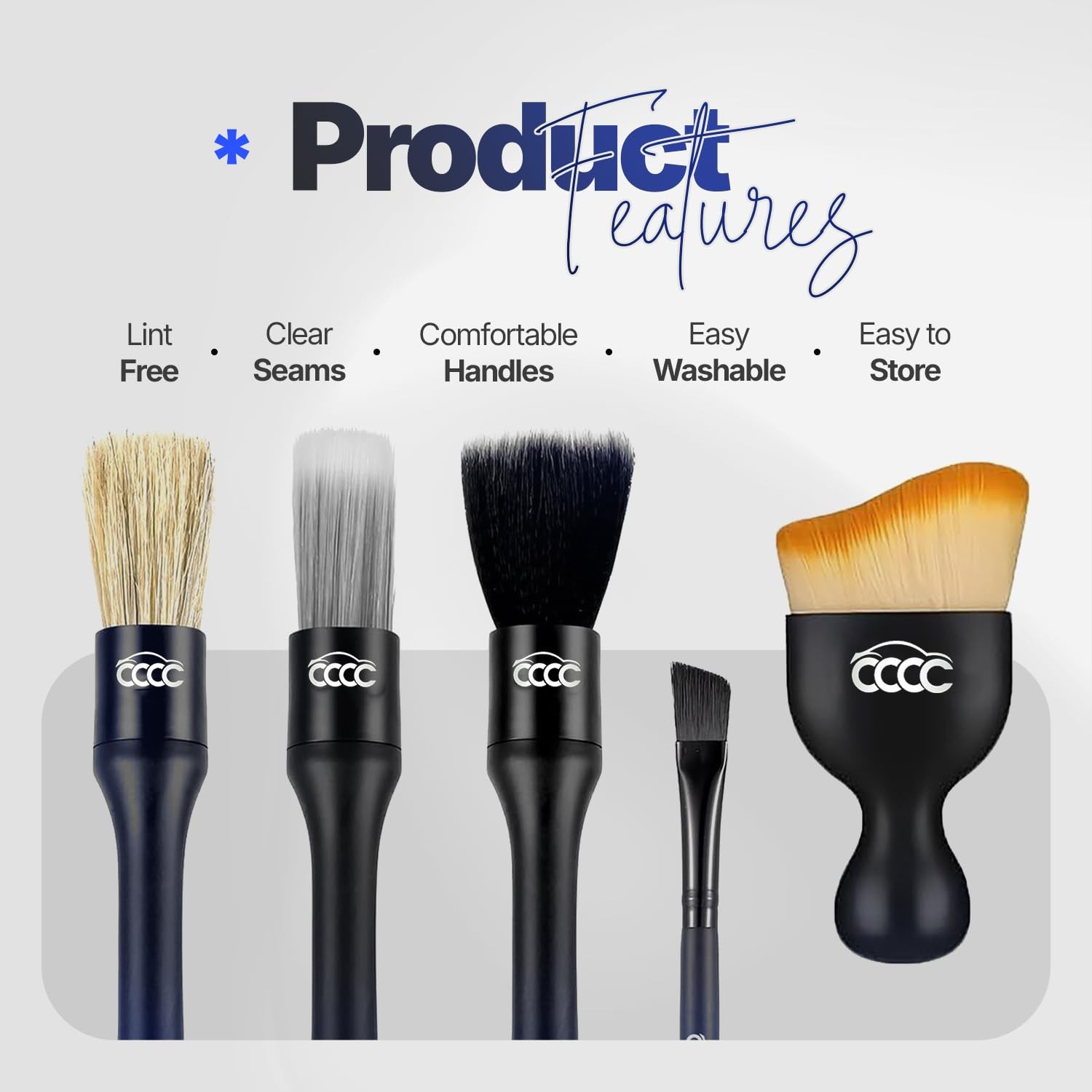 5 Pcs Car Detailing Brush Set – 2 Pcs Ultra-Soft for Delicate Leather, Screen…