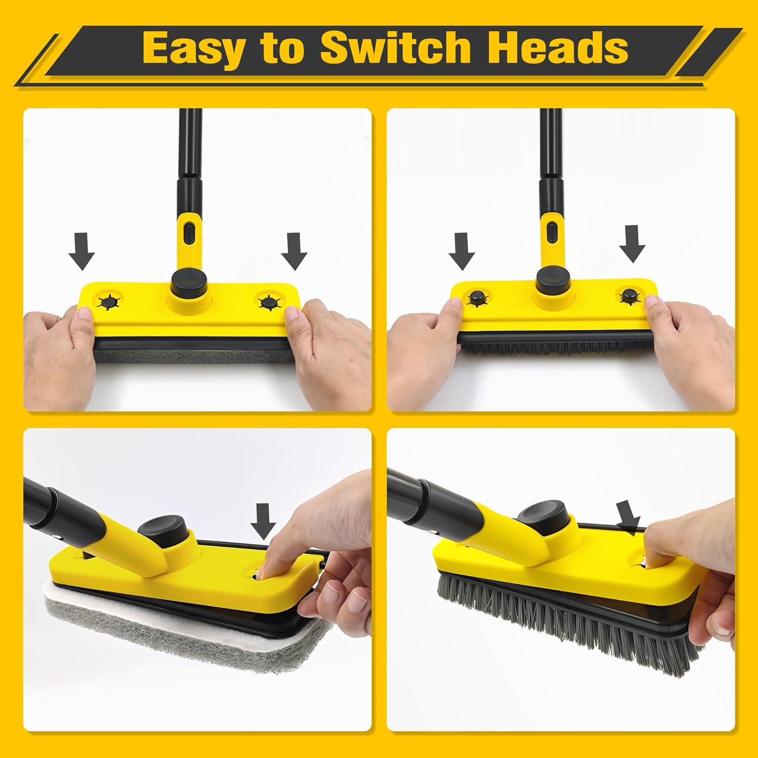 Shower Cleaning Brush, 53.5 Inches Long Handle Scrubbing Brush, 3-In-1 Bathroom