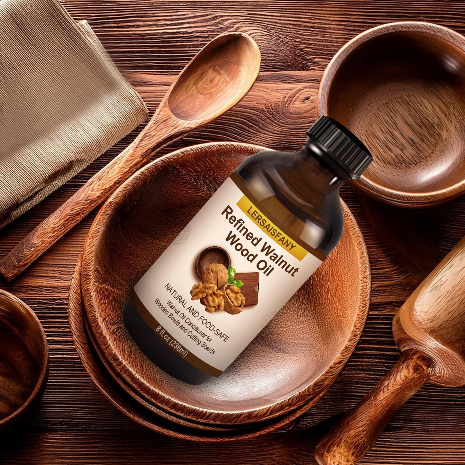 Walnut Wood Oil Bowl Conditioner, Walnut Oil for Wooden Cutting Board and Bow…