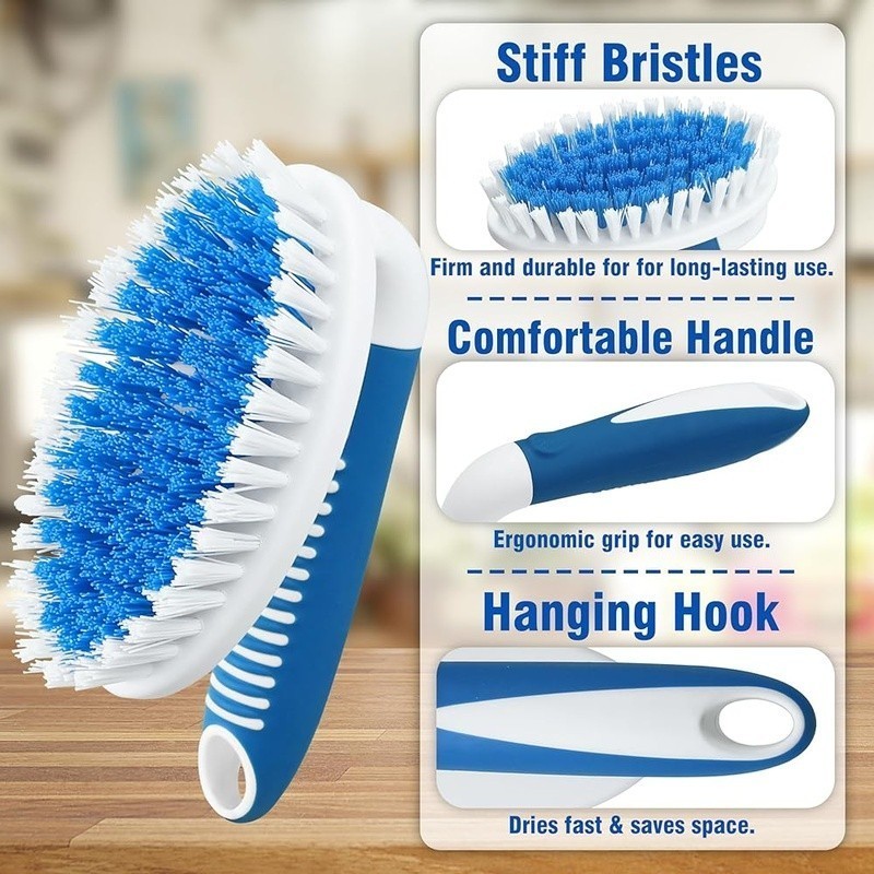 Sturdy Scrub Brushes 2 Pack Durable Bristles Easy Grip Household Cleaning Tools