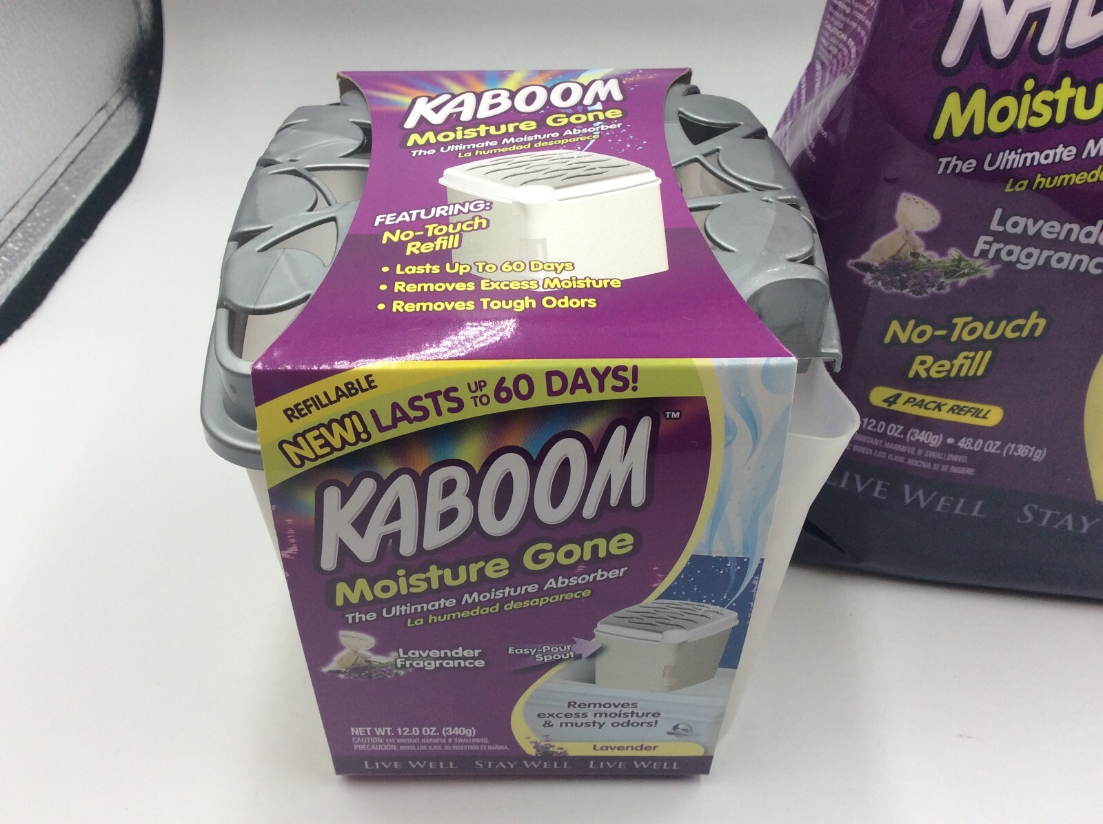Kaboom Moisture Gone 12oz Refillable Cup & 48 oz Refill Bag Includes 4 refills
