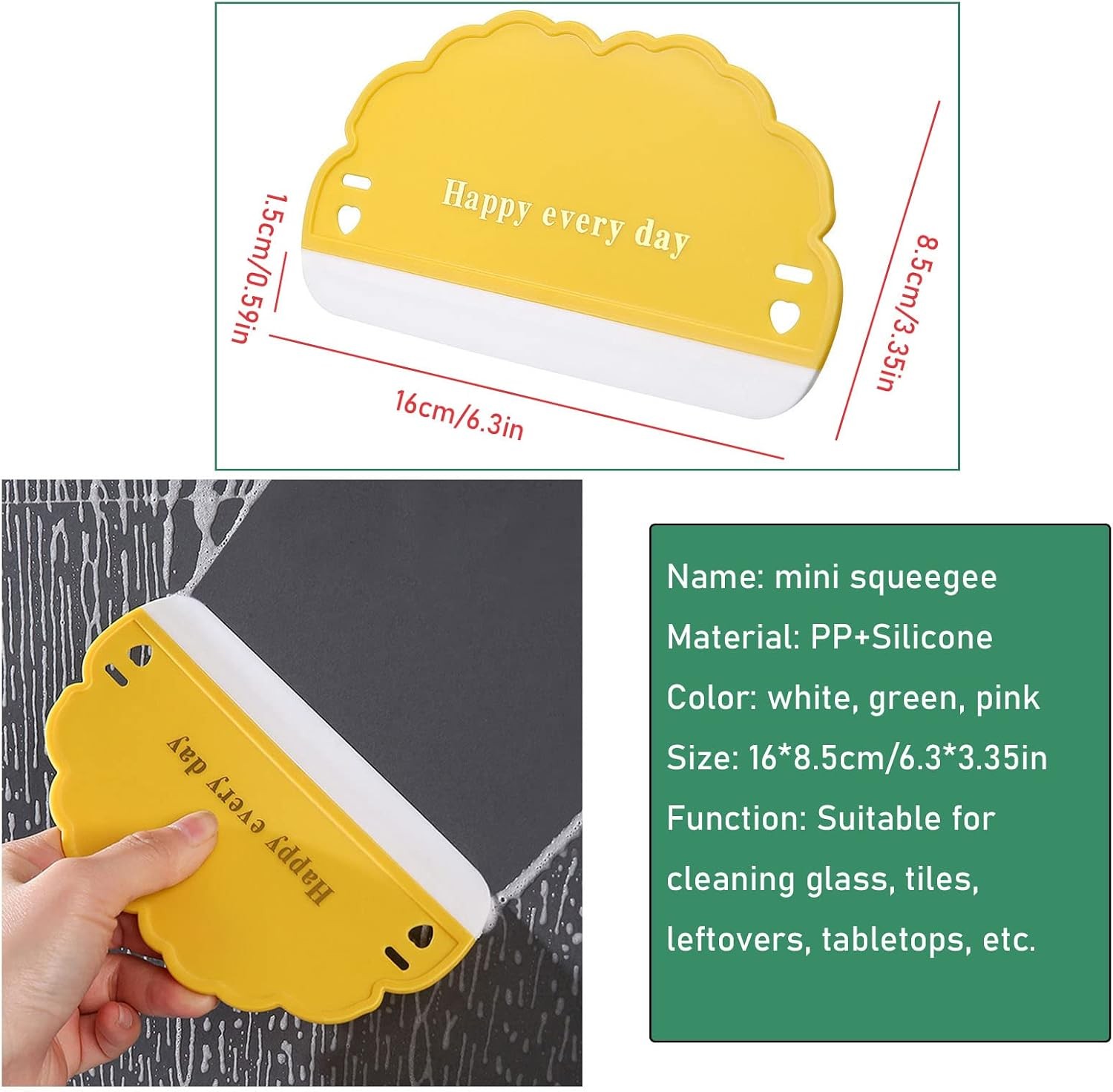 3 Pack Shower Squeegee Bathroom Glass Door Cleaning Scraper with Soft Rubber