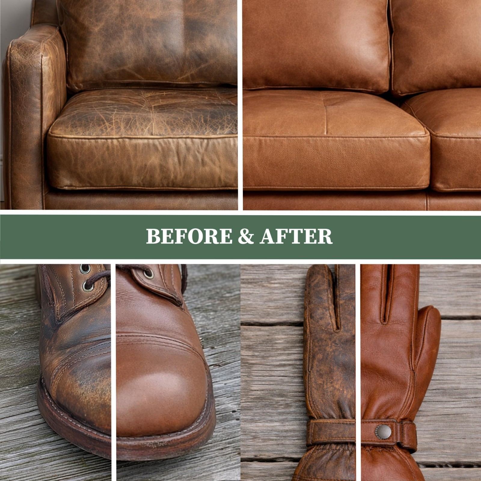 5-Piece Leather Care Kit – Natural Cleaner & Conditioner with Aloe Vera, Cloths
