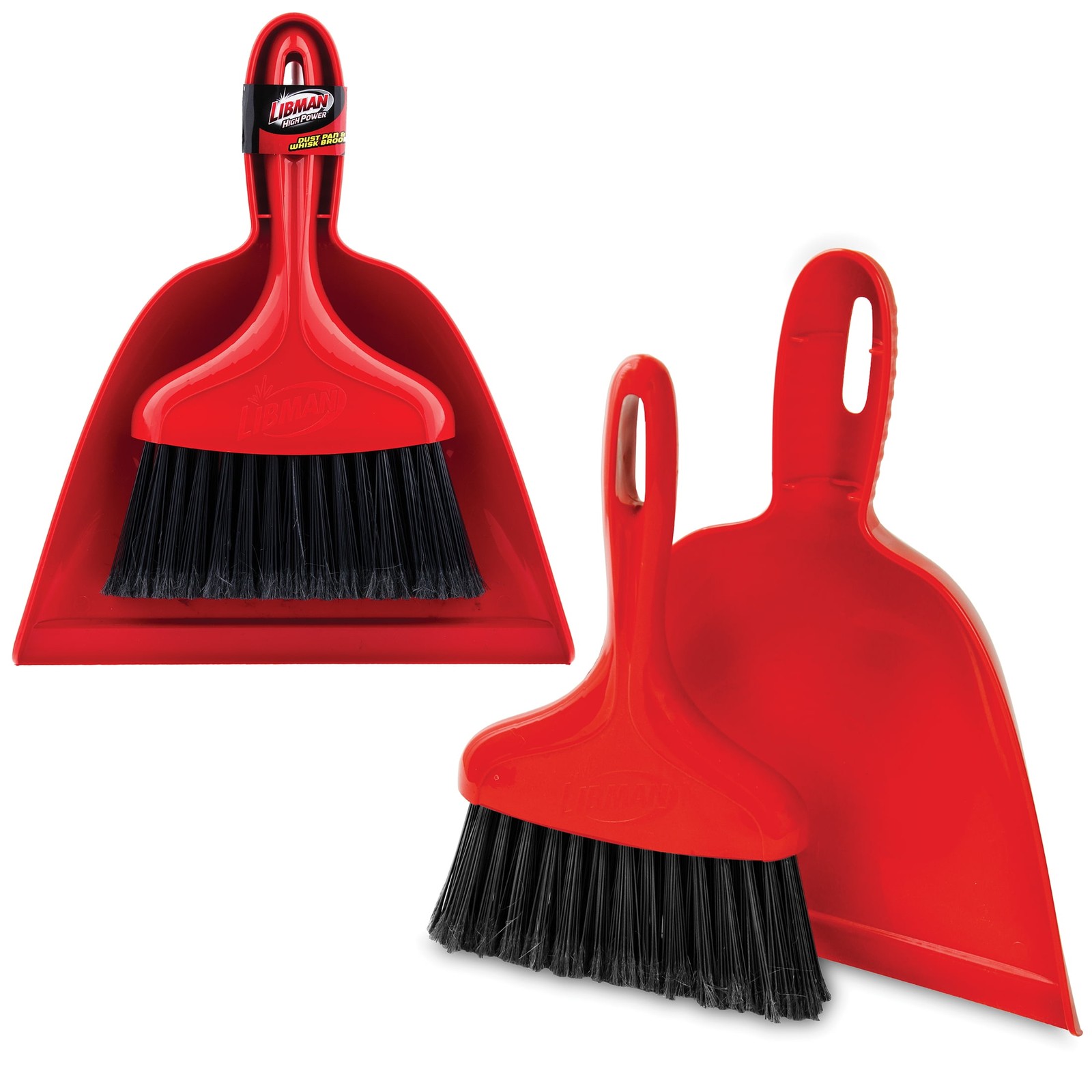 Libman Whisk Broom & Dustpan Red Polypropylene with Black Fibers