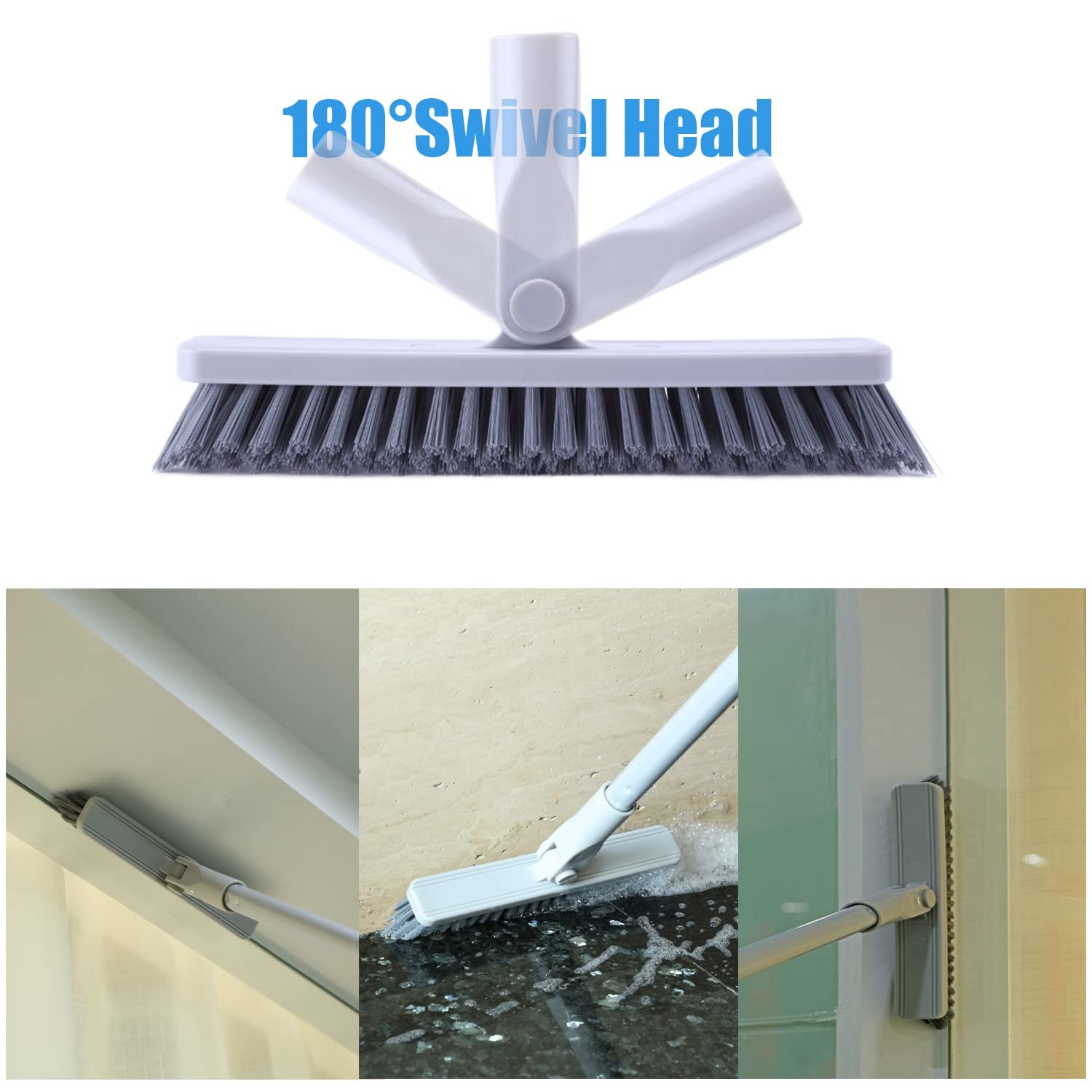 Grout Brush with Long Handle – Heavy Duty Grout Cleaner Brushes for Tile Floo…