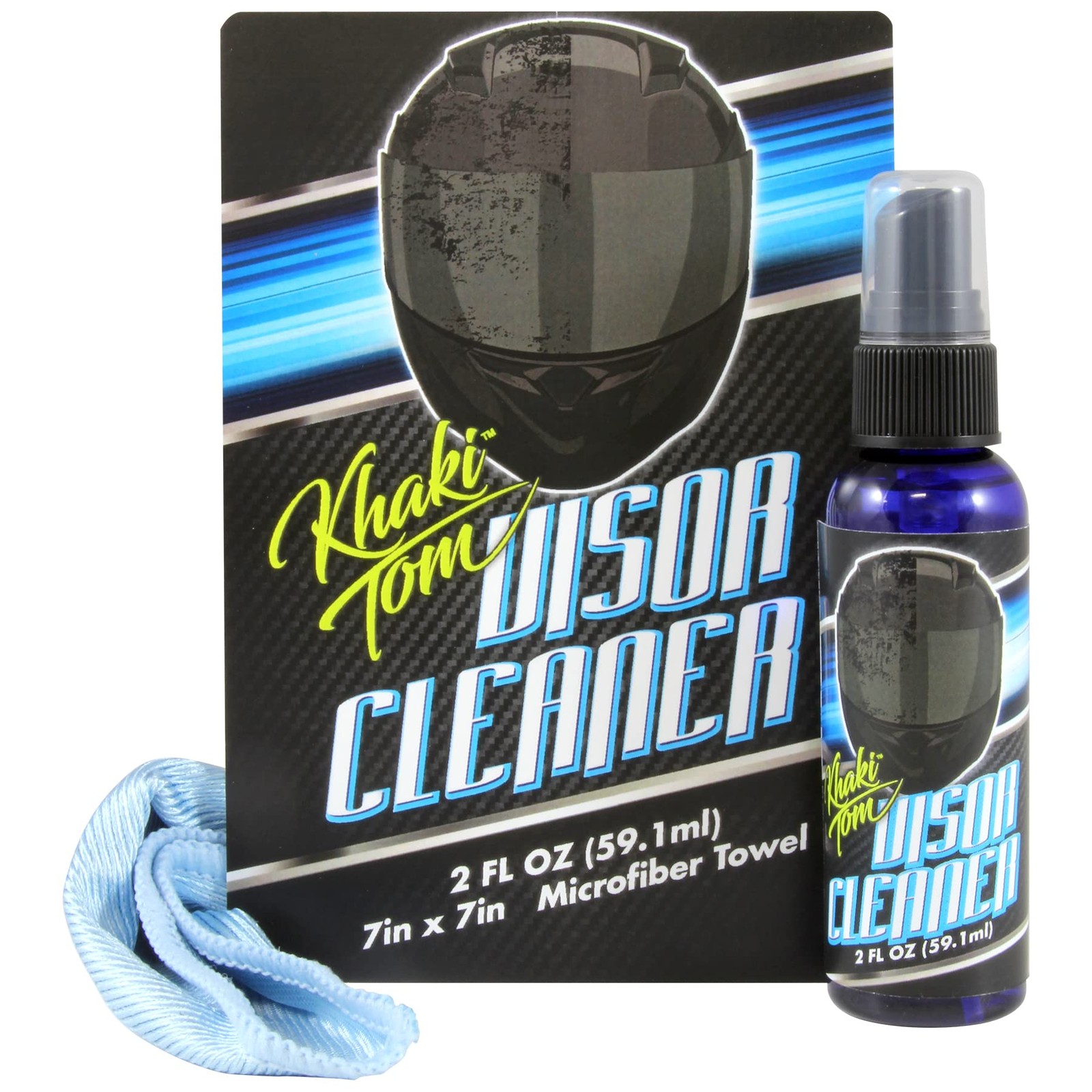 Motorcycle Helmet and Visor Cleaner – 2 Oz Streak Free Spray and Microfiber T…