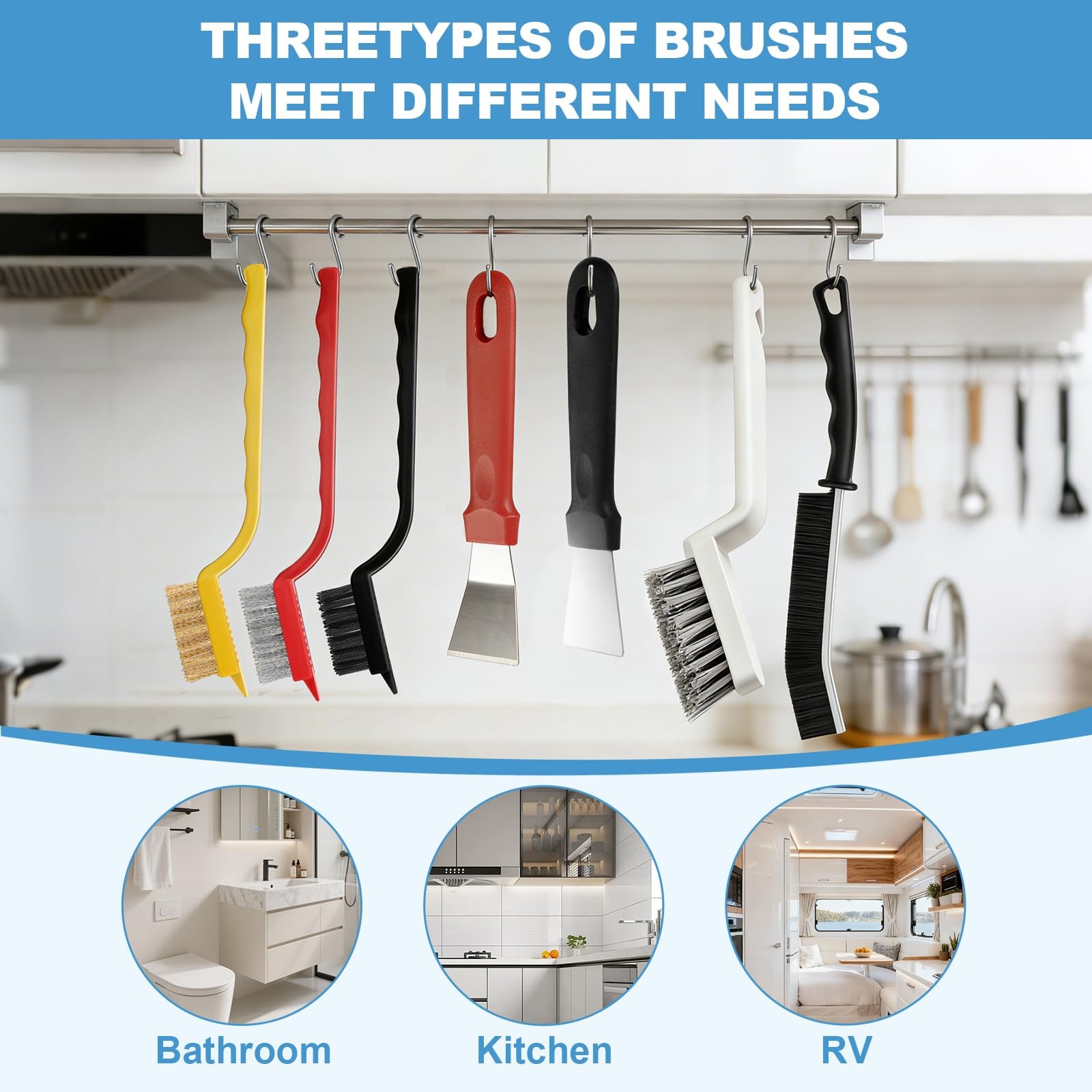 11Pcs V-Shaped Grout Cleaning Brush Set, with Stiff Bristles Crevice Cleaning…