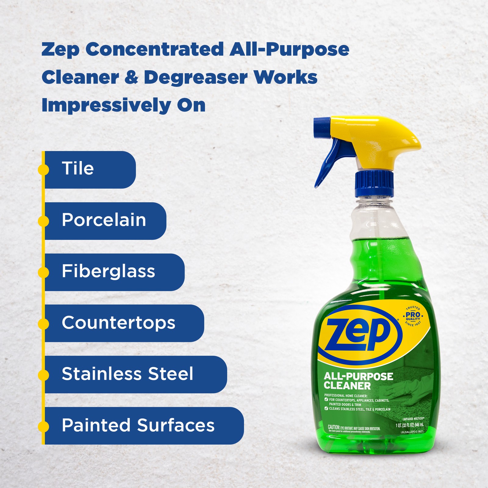 Zep All-Purpose Cleaner and Degreaser – 32 Ounce (Case of 12) – ZUALL32 –