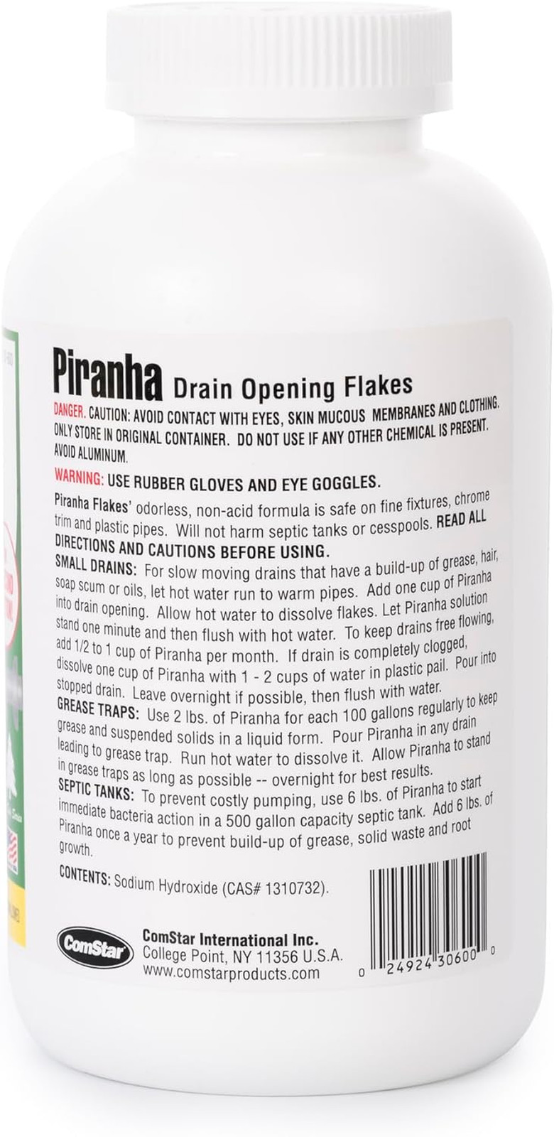 Piranha – Crystal Flakes, 2 Pounds Non-Acid Drain Cleaner That Dissolves Grease,