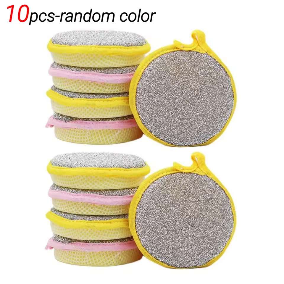 10 pcs Double-Sided Scouring Pads Dish Pan Washing Sponge Kitchen Cleaning Tool