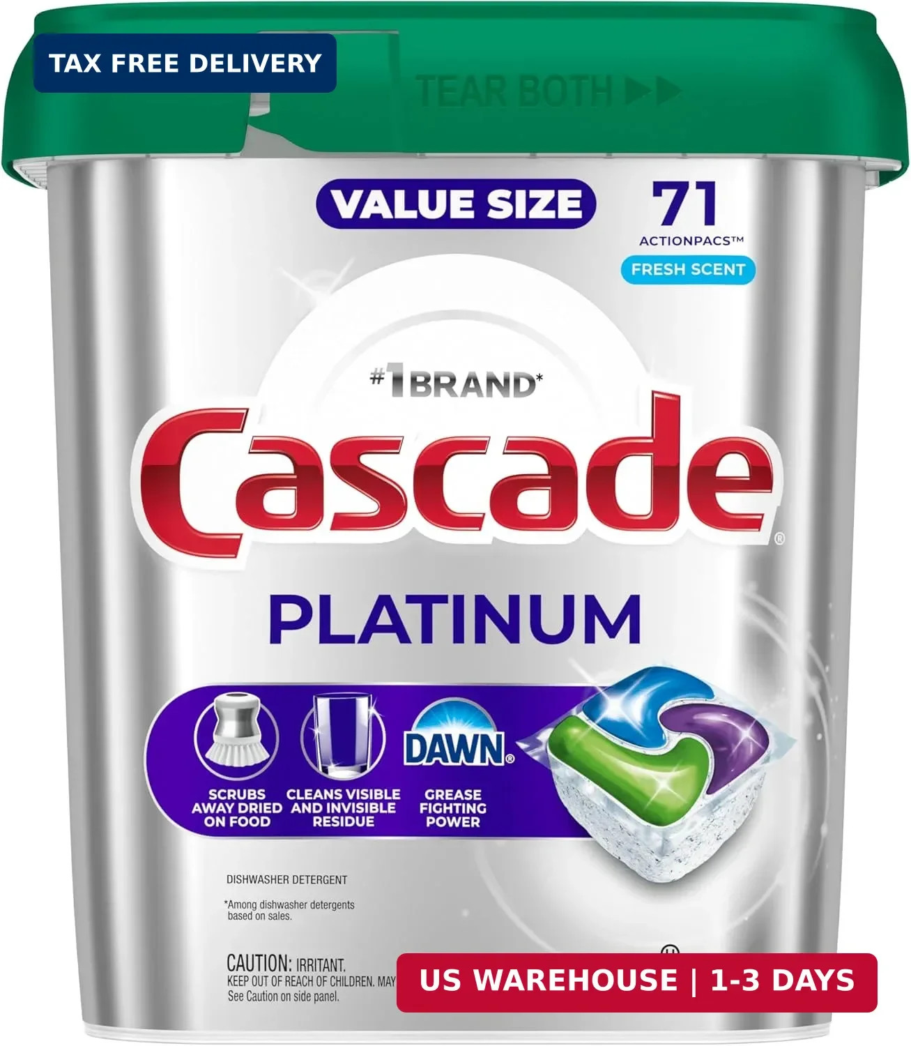 Cascade Platinum Dishwasher Pods, Dishwasher Detergent, Dish Detergent Soap, Fre