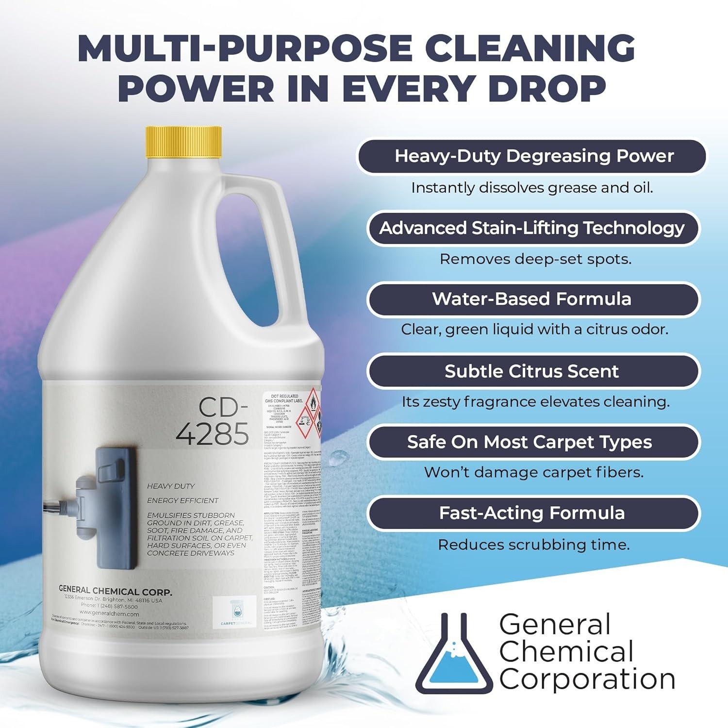 CarpetGeneral CD 4285 – Multi Purpose Carpet Degreaser, Stain Remover – 1 Gallon