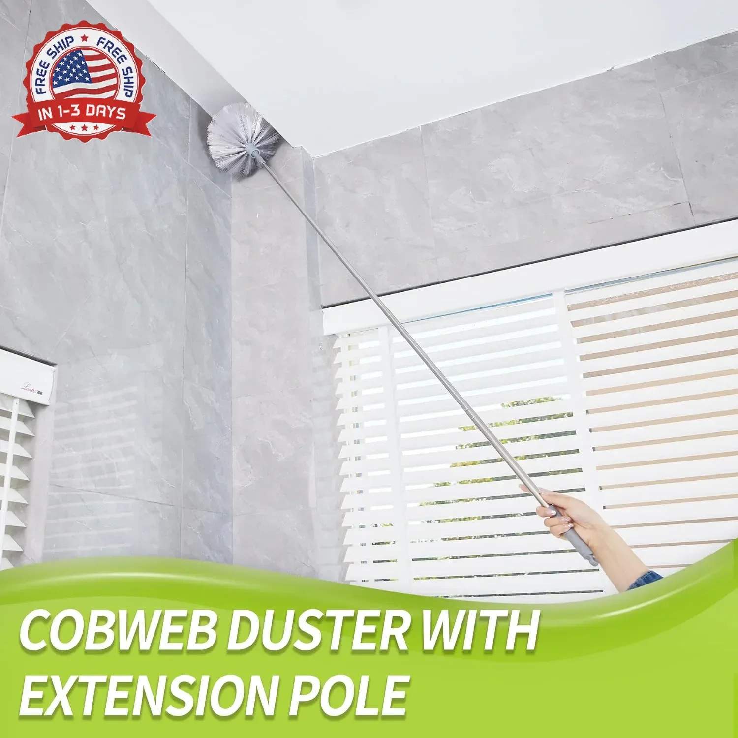 IVYROLL Cobweb Duster with Extension Pole, Spider Web Brush & Ceiling Cleaning K