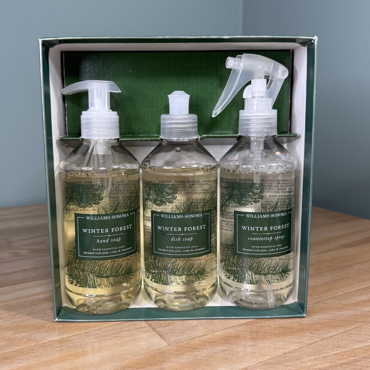 NEW Williams Sonoma Kitchen Essentials Kit WINTER FOREST Hand Dish Soap Spray