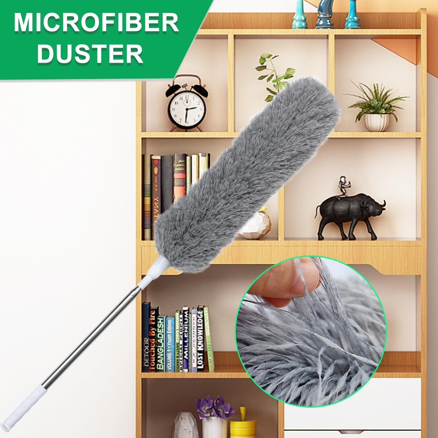Microfiber Ceiling Fan Duster-Cobweb Cleaner Brush Kit Telescopic Extension Pole