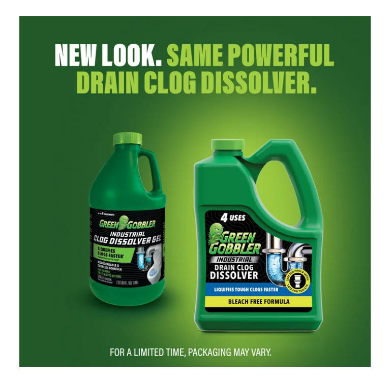 Green Gobbler Industrial Strength Drain Clog Remover & Cleaner Liquid Gel- 64oz.