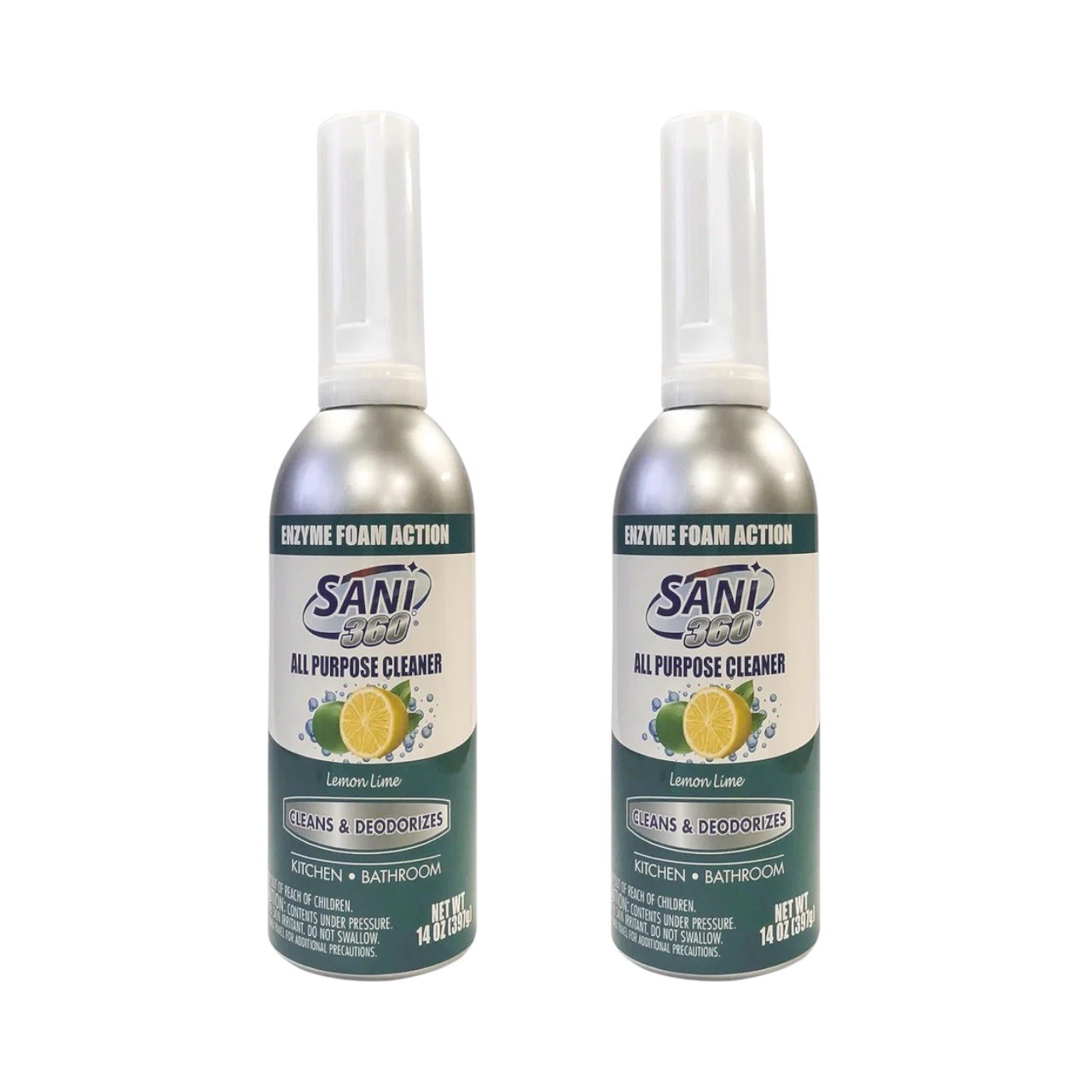 SANI 360° All Purpose Cleaner & Deodorizer, Lemon Lime Scent, 14oz, 2 Pack