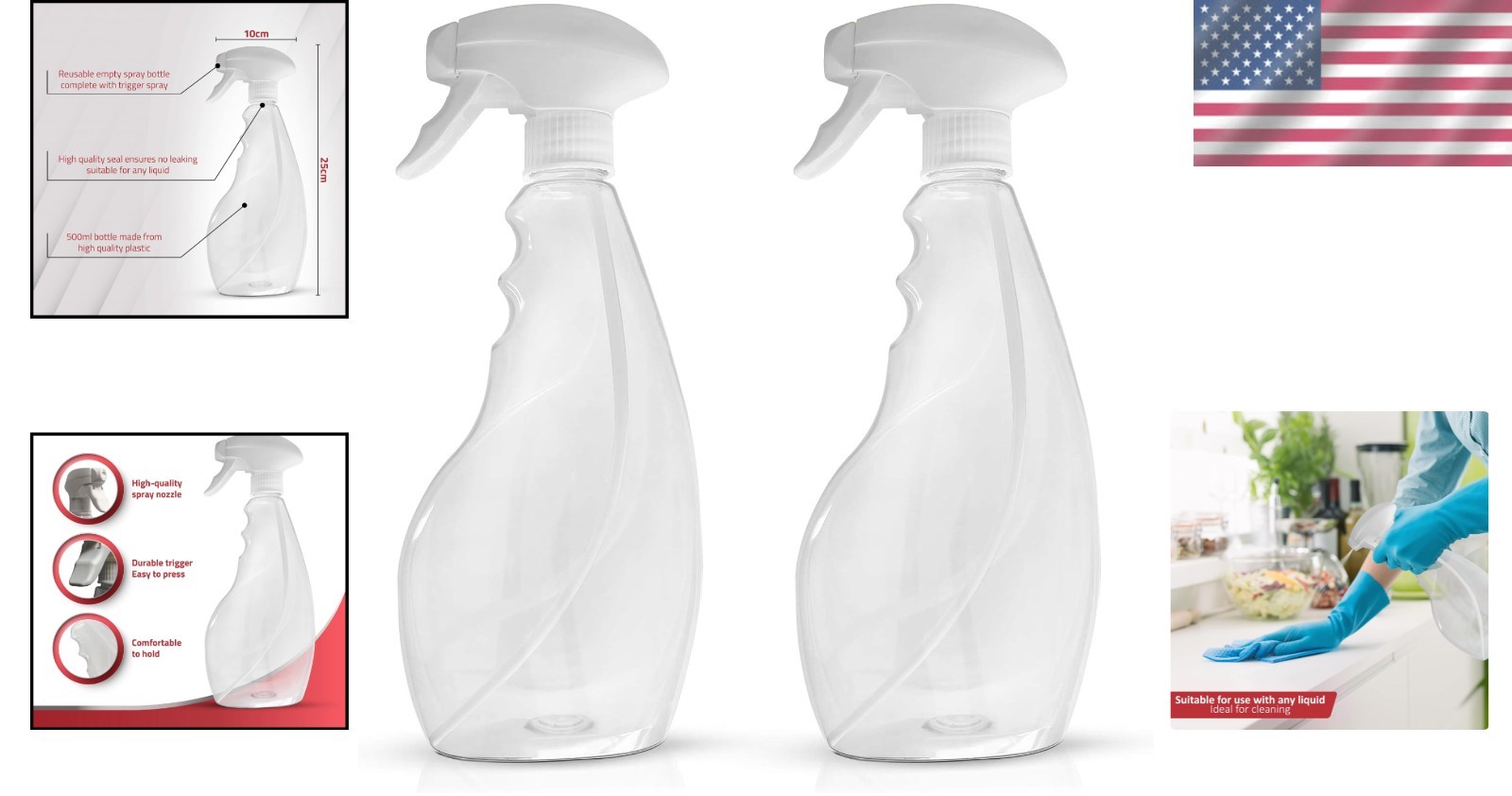 High-Quality 2 Pack 17oz Refillable Spray Bottles – Perfect for Hair & Home