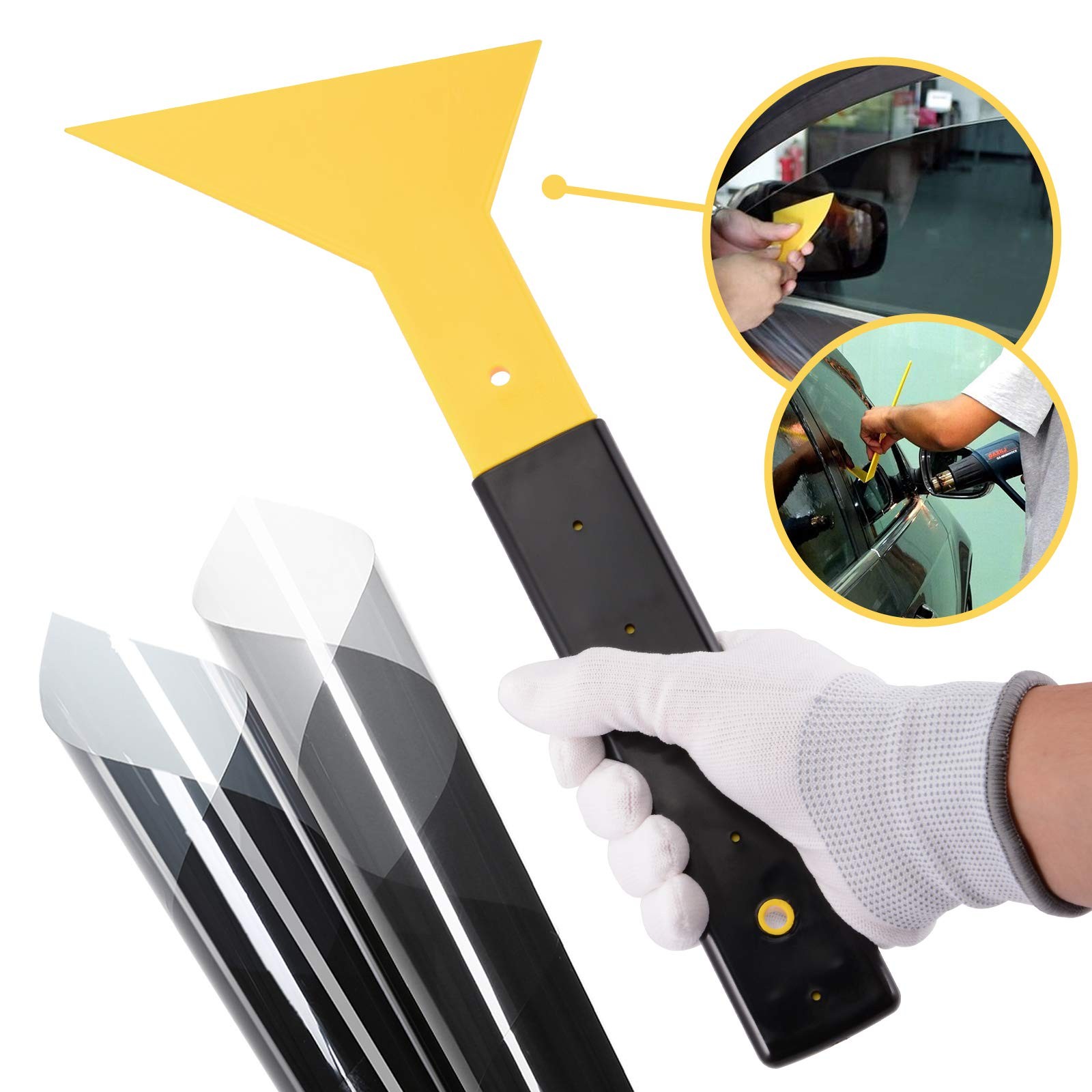 Window Tint Squeegee Long Handle Scraper Tool Triangle Slim Foot Tinting Sque…